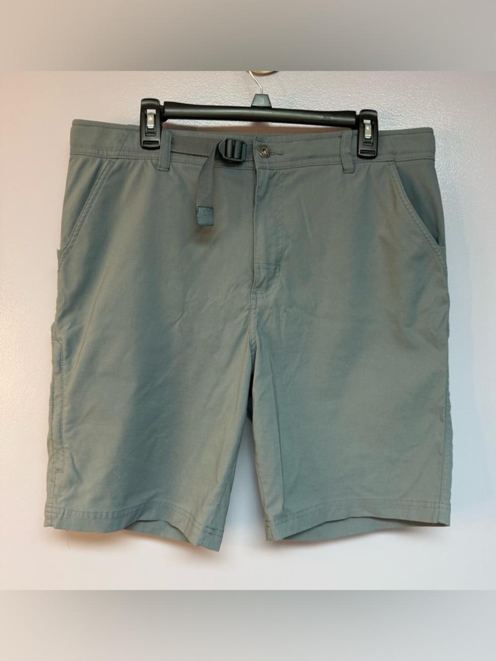 Gerry Venture Men's Flat Front gray Shorts with Built-In Web Belt size 36